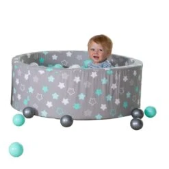 Besttoy - Bällebad - Sterne - Grau/weiß/türkis