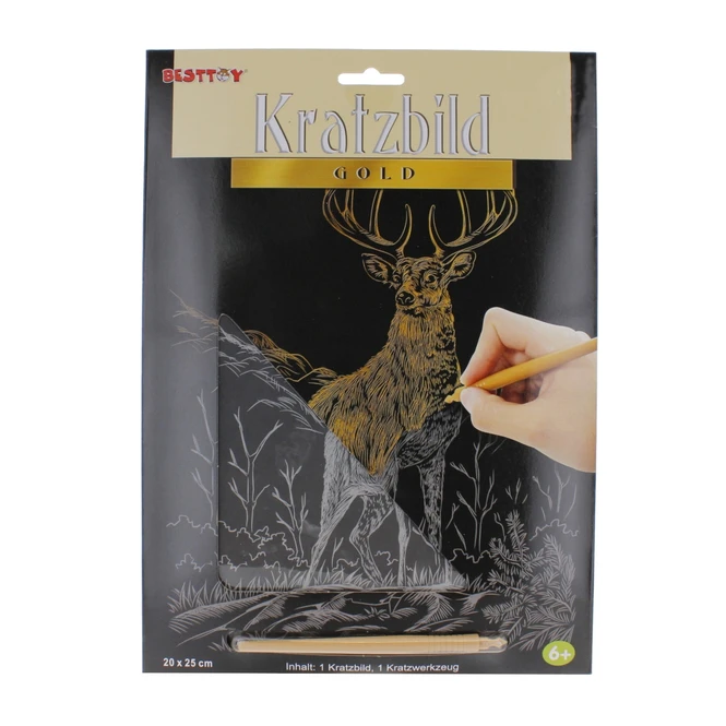 Besttoy - Kratzbild - Hirsch - Gold