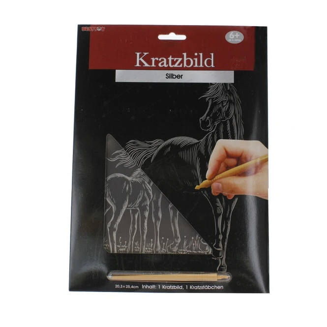 Besttoy - Kratzbild - Pferd - Silber