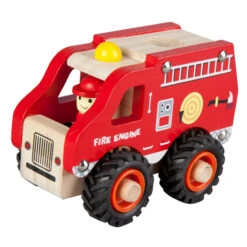 Besttoy - Holz Schiebefahrzeug - Feuerwehrauto - 13cm