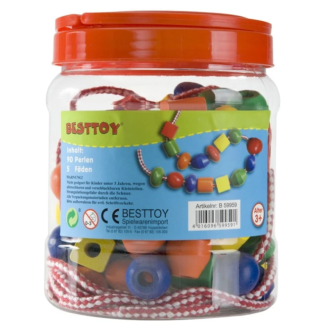 Holzperlen-Set - 80 Perlen Und 5 Fäden - Besttoy – Bild 2