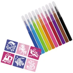 Besttoy Nachfüllfarbstifte Für Die Airbrush-Tattoo-Station, 10 Stück, Inkl. 6 Schablonen