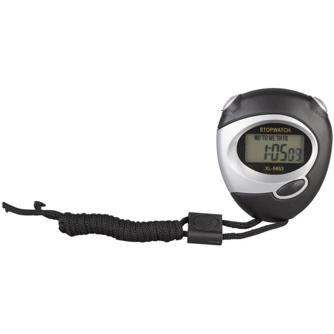 Stoppuhr - Mit Uhrzeit, Stopp- Und Alarmfunktion - Schwarz